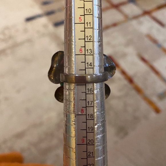 Funky Boho Western Vintage Large Ring Flower Turquoise Silver 925 Sz 7 - Picture 6 of 10